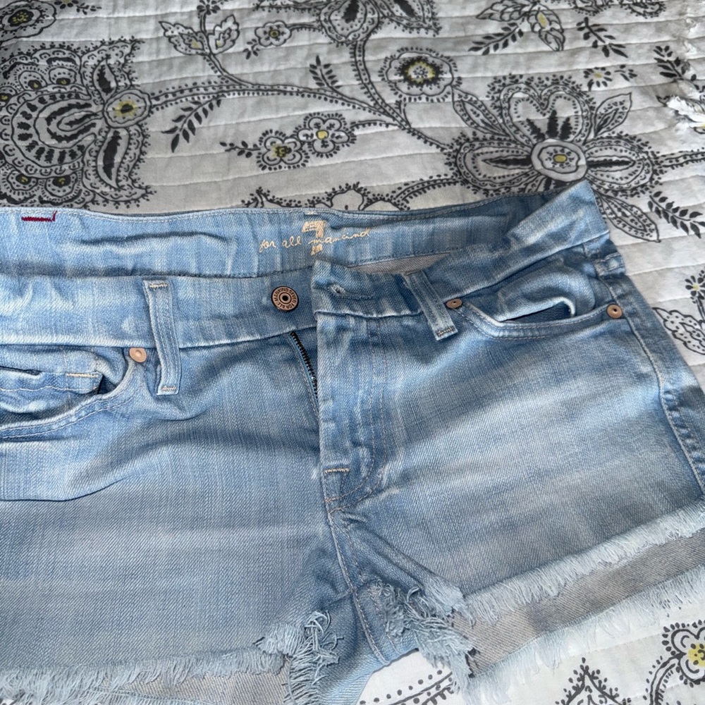 7 For All Mankind Light Blue Denim Cutoffs